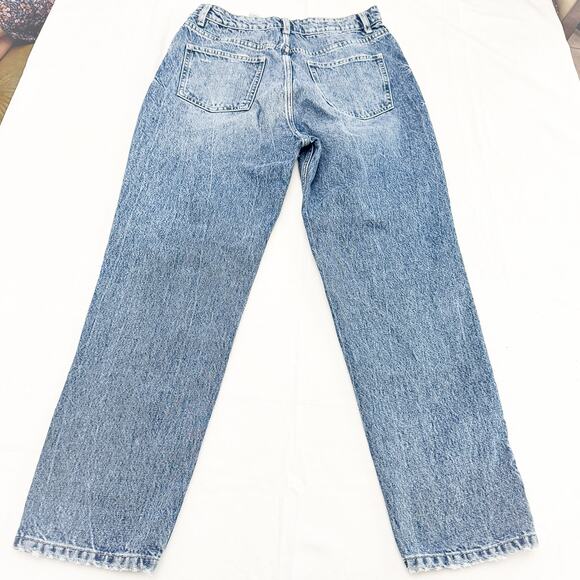 Zara Acid Wash Mom Jeans Ripped Knees Straight Leg Denim Size 10 - Picture 3 of 8